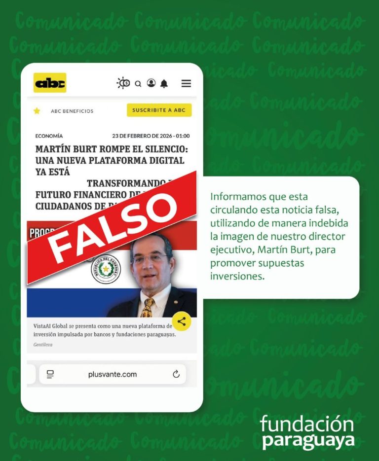 La Fundación Paraguaya alerta sobre noticia falsa que utiliza la imagen de su director ejecutivo